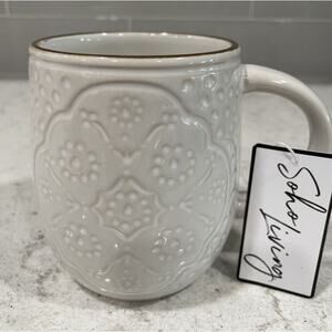 Classic Rustic Glaze 16oz Ceramic Coffee Mug Cup SoHo Living Cream Mosaic Tile
